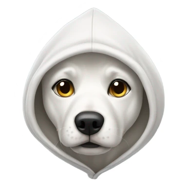 White dog wearing a hoodie sticker