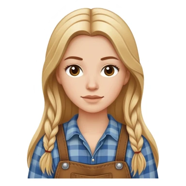 a white girl with long brown ish blonde ish hair wearing farm cloths sticker