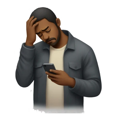 A man being sad looking in his phone  sticker