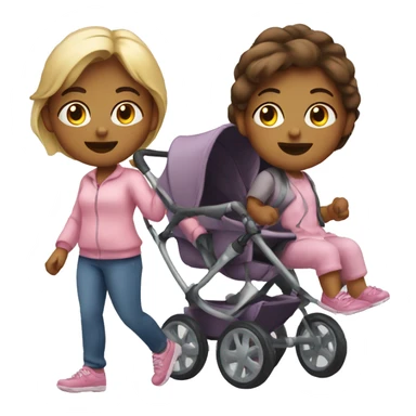 Girl pushing a double stroller sticker