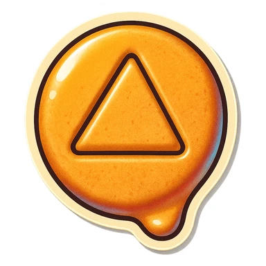dalgona candy with triangle shape, inspired by Squid Game, retro stickers style sticker
