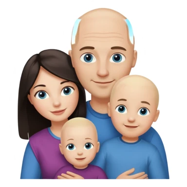 Eigene Familienbild, Frau dunkle lange Haare,  Mann Glatze und blaue Augen, kind 2 Jahre und blond und dunkle Augen  sticker