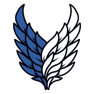 Survey Corps logo from Attack on Titan, Wings of Freedom emblem, overlapping blue and white wings sticker
