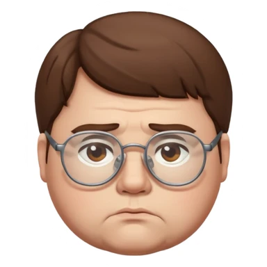 Fat sad guy with brown hair and glasses sticker