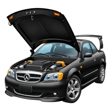 Car with open hood sticker