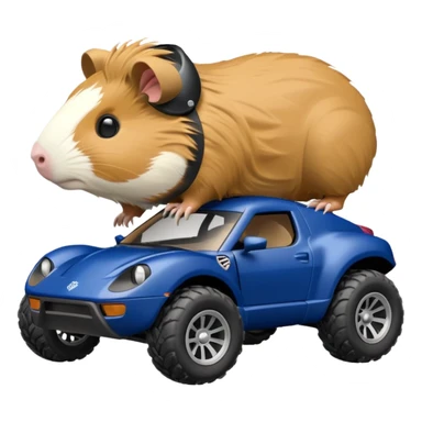 Side view of Midnight blue Local Motors Rally Fighter off road rc car driven by a Guinea pig  sticker