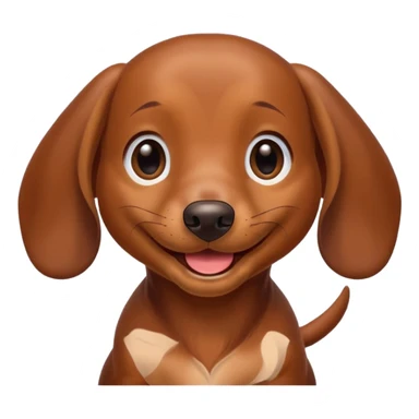 Perrito salchicha marrón sonriendo y jugando, dame varias variantes sticker