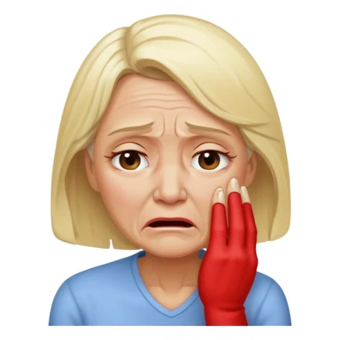 Older blonde woman crying in bad pain sticker