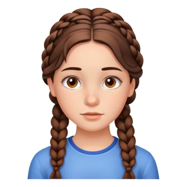 brunet kid girl young with braid sticker