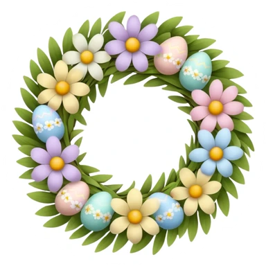 flower easter wreath in a shape of an egg sticker