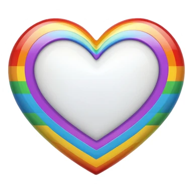 white heart with rainbow stripe border sticker