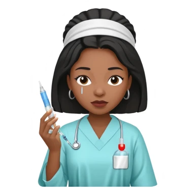 sick black woman getting syringe shot  sticker