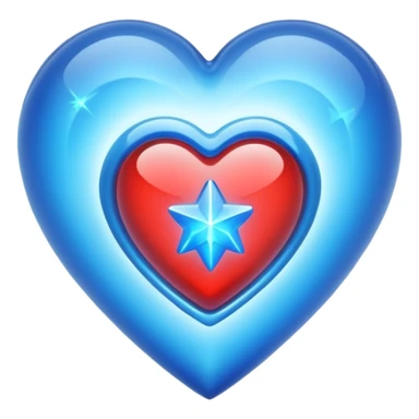 A translucent 3D heart with a sci-fi blue star inside sticker