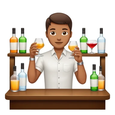 bartender mixing drinks, club backgroudn with bottles sticker