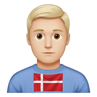 Danish man in sweater with danish flag sticker