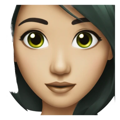 Glamourous Asian dark hair and green eyes sticker
