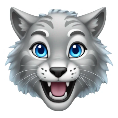 Grey lynx with blue eyes roars sticker