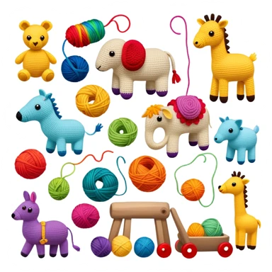 colorful yarn crochet toys and animals sticker