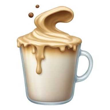 Creamy, overflowing coffee in a glass cup sticker
