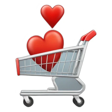 shopping thin cart with one big red heart inside sticker