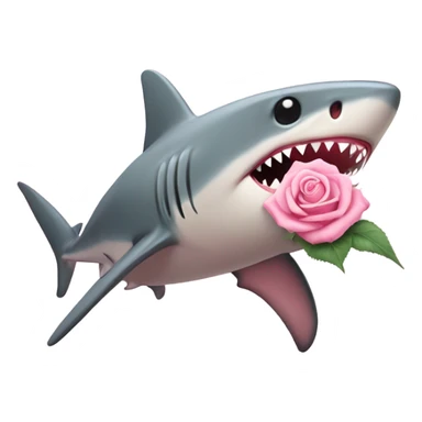 pastel pink shark holding a rose sticker