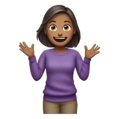 girl in purple sweater throwing hands in air sticker