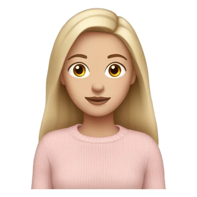 White girl with dark blonde hair wearing pale pink sweater sticker