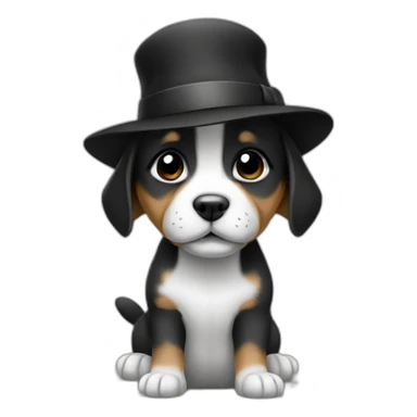 Baby dog with a black hat sticker