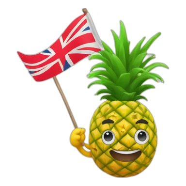 Supporter with a flag with an ananas  sticker