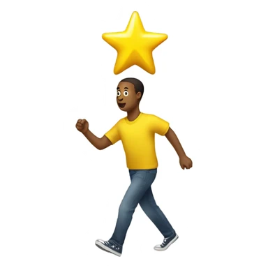 A yellow star with legs, walking sticker