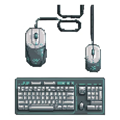 pixel art style retro computer mouse and keyboard together sticker