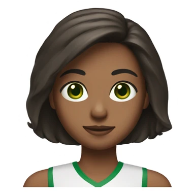 Brunette with green eyes on a sports simulator sticker