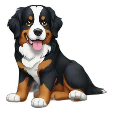 bernese mountain dog digging in the field sticker