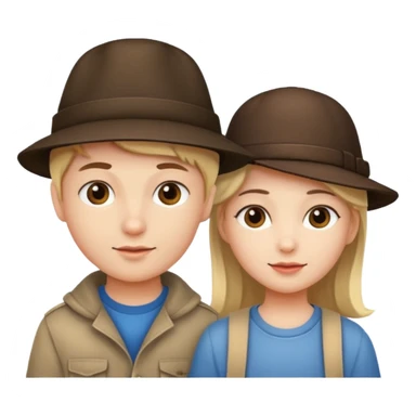 Girl boy emwearing hat sticker
