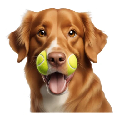 Nova Scotia duck tolling retriever holding a tennis ball sticker
