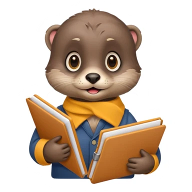 Cute otter holding a school folder sticker