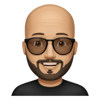 Bald man, wearing black fashion sunglasses, goatee beard sticker