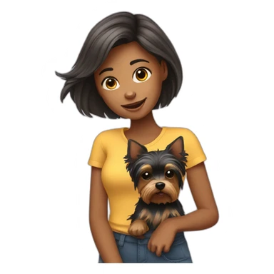 girl with a yorkshire terrier sticker