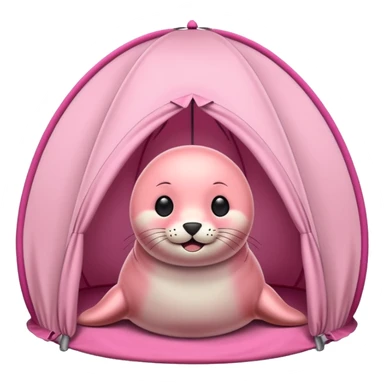 Seal in a light pink tent  sticker