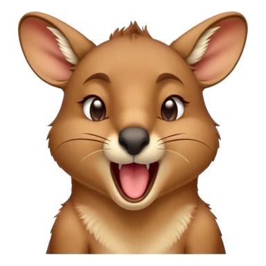 Cinematic Realistic Cute Yawning Kangaroo Portrait Emoji, Head tilted slightly with a dramatic, wide-open yawn, showcasing a soft, textured tawny coat with gently drooping ears and half-closed, drowsy eyes, rendered in exquisite natural detail, high shine, relaxed yet expressive, styled with a dash of rustic charm, soft glowing outline, capturing the essence of a sleepy yet affectionate kangaroo that appears ready to stretch out and settle into a peaceful nap! sticker