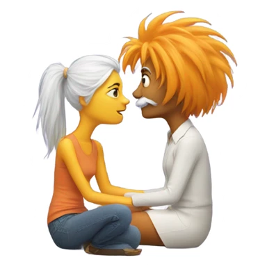 white woman and lorax sitting and talking to eachother sticker