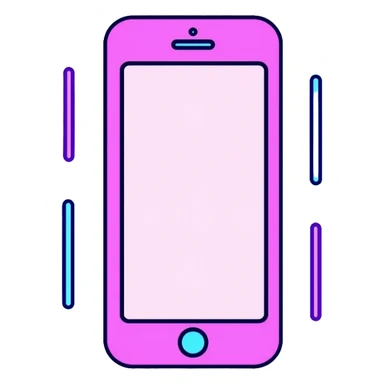 smartphone screen showing video tutorial interface, pink and light blue colors, with neon glow lines, blue neon light on top left, purple neon light on bottom right sticker
