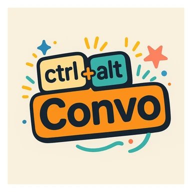 fun logo with the text 'ctrl+alt+Convo', incorporating keyboard key imagery, vibrant and friendly style sticker