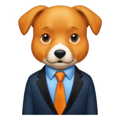 orange dog with black tie,blue shirt sticker
