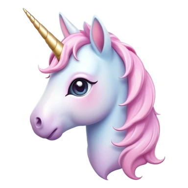 Cinematic Cute Unicorn Pony Portrait Emoji, Head tilted playfully and inquisitively, featuring a charming, diminutive form with a gentle pastel color, a delicate, sparkling horn and large, dreamy eyes full of wonder, Simplified yet irresistibly adorable features, highly detailed, glowing with a warm, magical glow, high shine, affectionate and lively, stylized with a touch of whimsical charm, soft glowing outline, capturing the essence of a mischievous yet endearing unicorn pony that seems as if it could prance out of the screen into your arms! sticker
