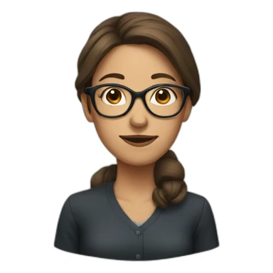 A woman with big nose and brown hair with glasses sticker