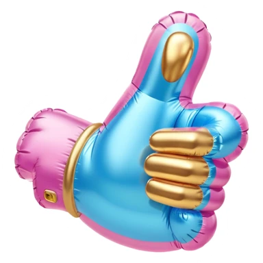 ornate pink gold and light blue inflatable thumbs up sticker