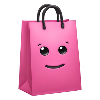 A pink shopping bag with a cute black bow sticker