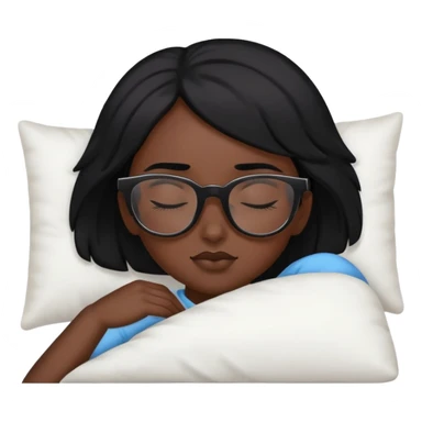 A girl with black hair and dark glasses is sleeping. sticker