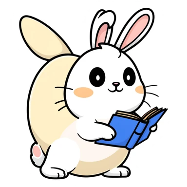cream bunny writing in planner, standing sticker